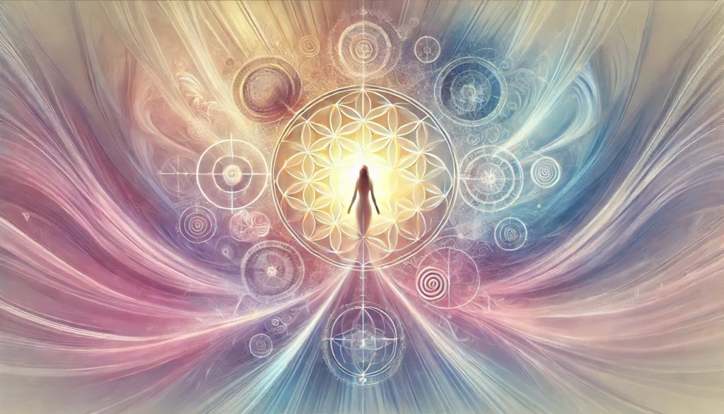 Female Shaman Walking Into The flower Of Life Portal