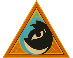 shaman ground logo within a double triangle with a graffiti feel